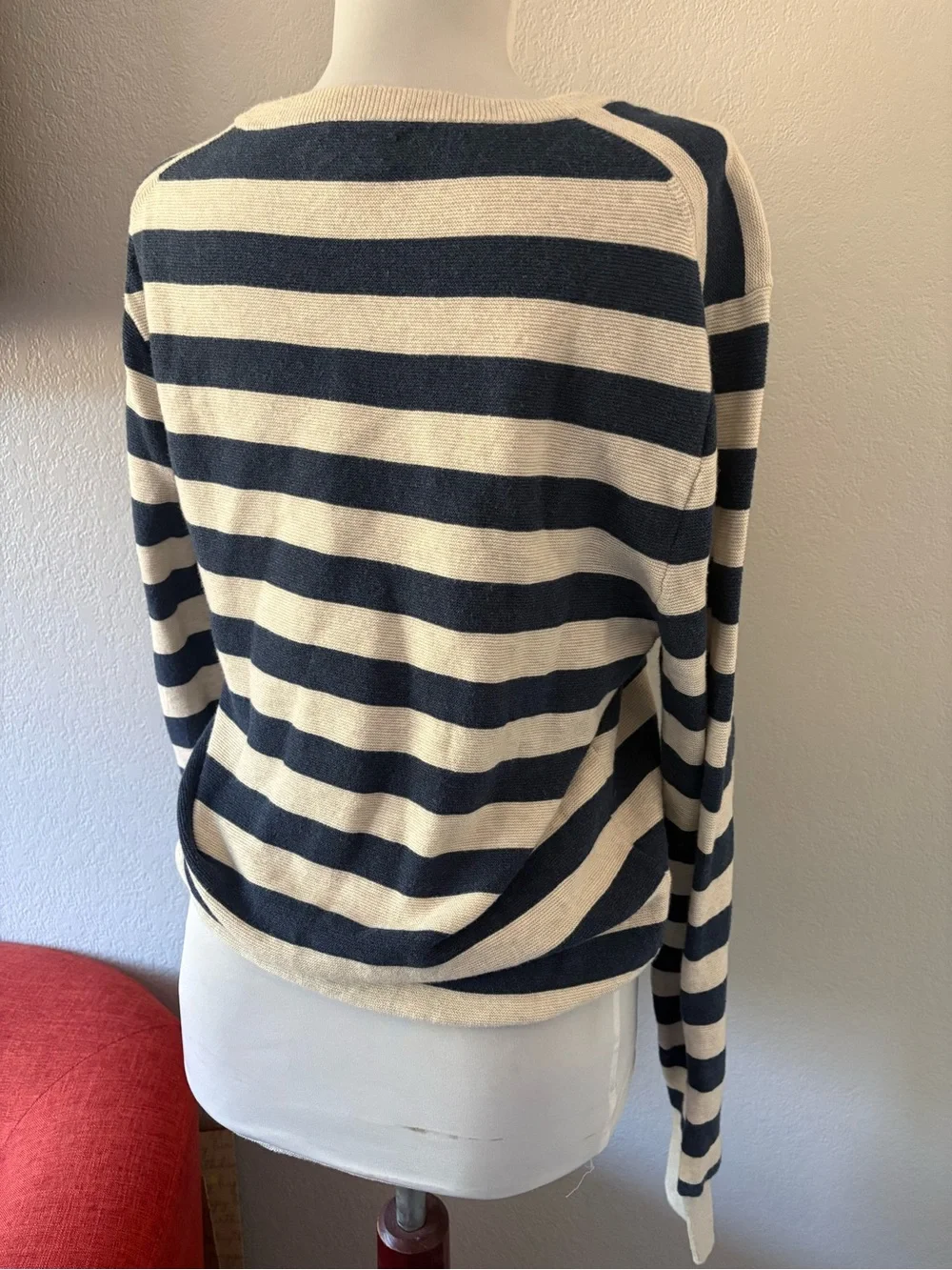 J. Crew striped Navy cream 💯 cotton sweater size S